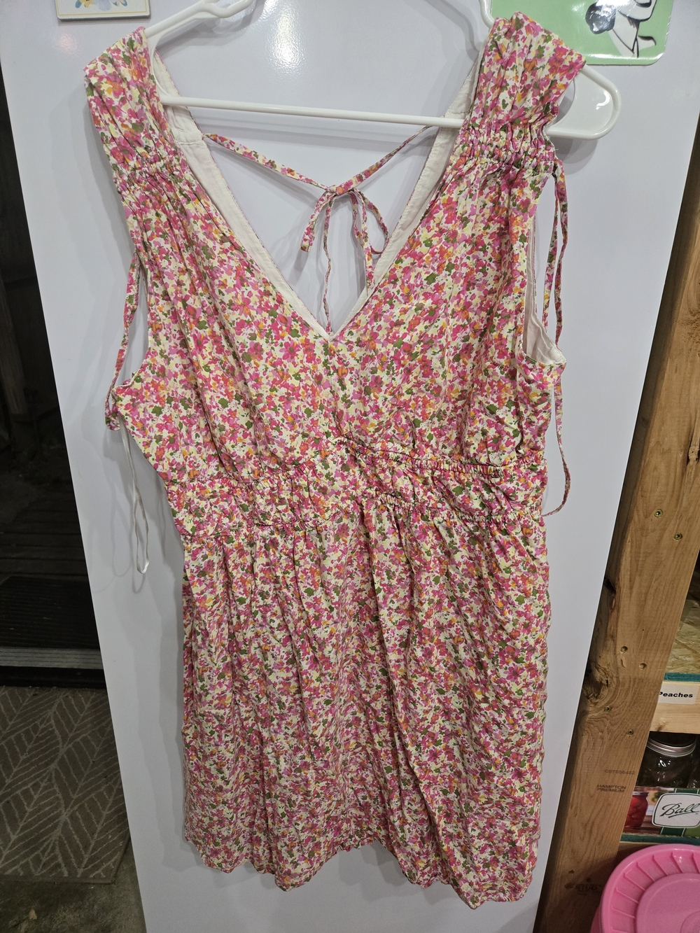 Time and Tru Pink Floral Sundress with Green Accents